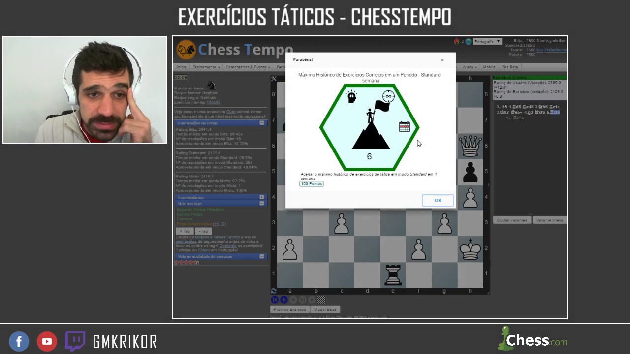 Exercícios #009, Treino de tática no ChessTempo - Dia 1 